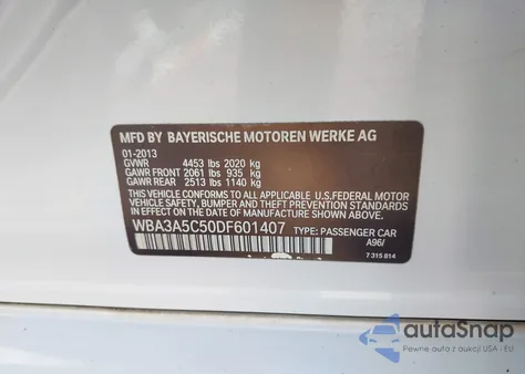 2013 BMW 328I from USA, damaged, VIN WBA3A5C50DF601407